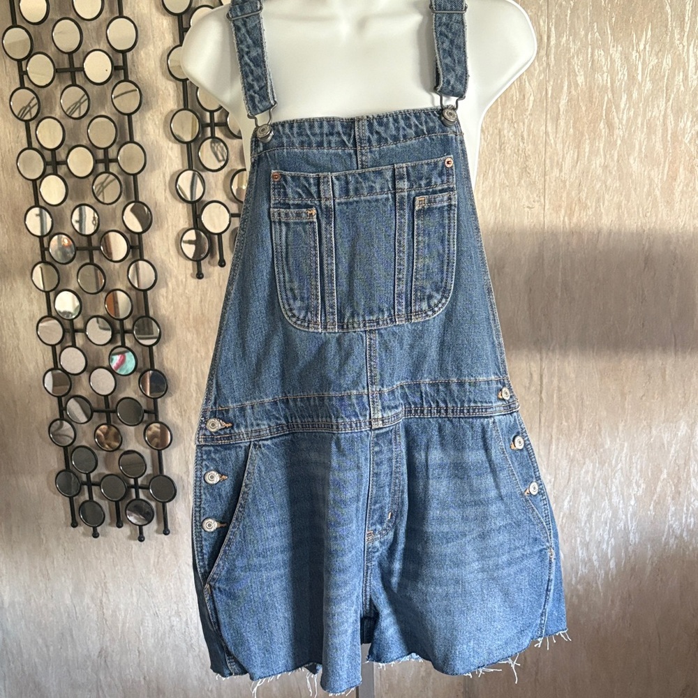 Old Navy Medium Blue Denim Overall Dress with Front Bib Pocket - Picture 1 of 6
